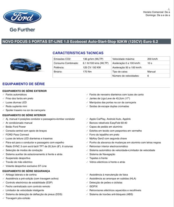 Ford Focus 1.0 Ecoboost 125cv ST line