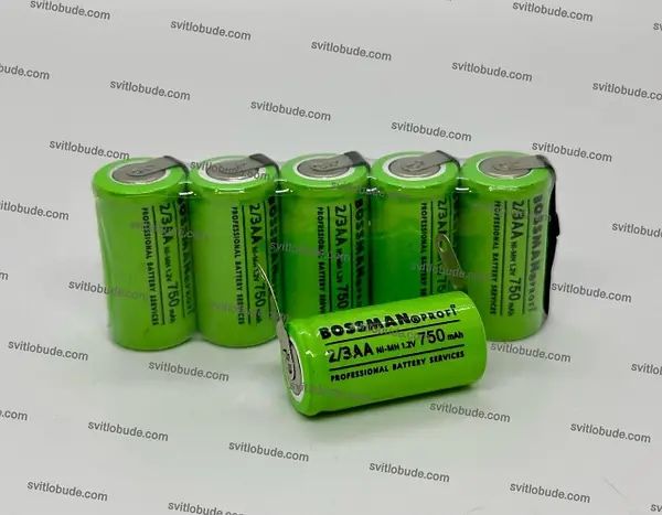 Аккумулятор технический под пайку Bossman 1.2V Ni-Mh 1500/2100/2400mA