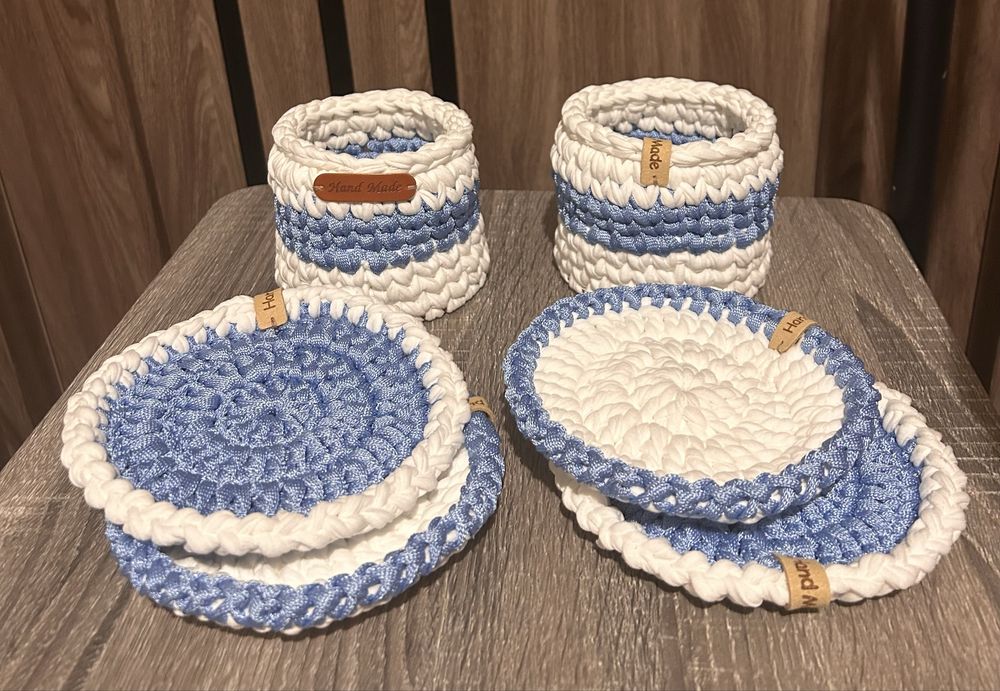 Вʼязаний набір корзинка + підставки під гаряче