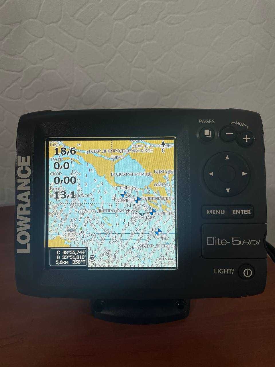 GPS Эхолот- картплотер Lowrance Elite 5 HDI + карта Днепра