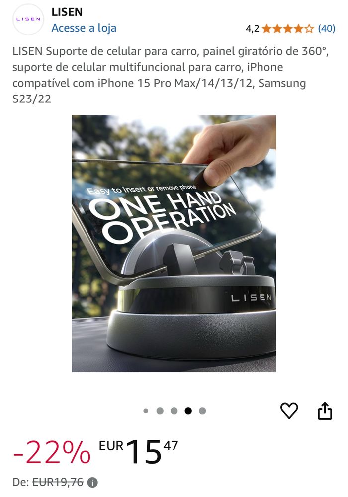 Suporte de telemóvel para o carro