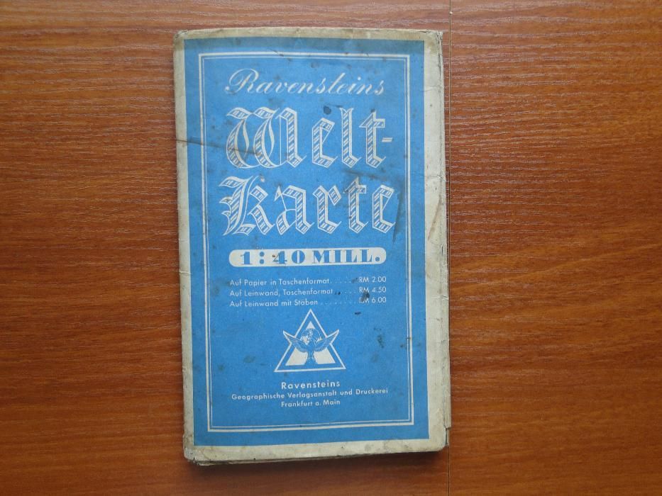 MAPA ŚWIATA Ravensteins Weltkarte 1941r.