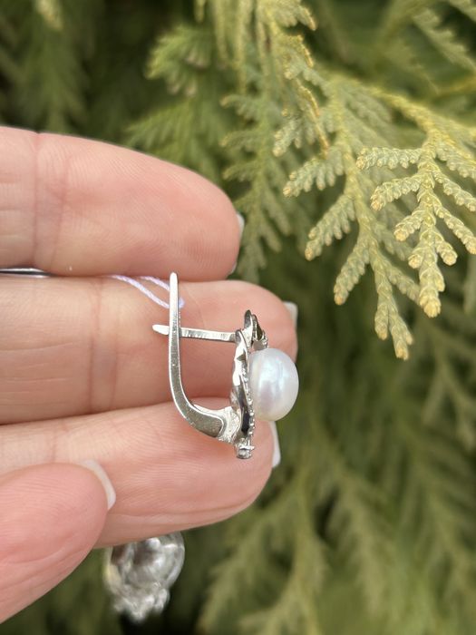 Новий срібний набір з золотом і перлами