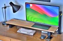 Podstawka, półka pod monitor, jesion, dąb, prawdziwe drzewo. Mac PC