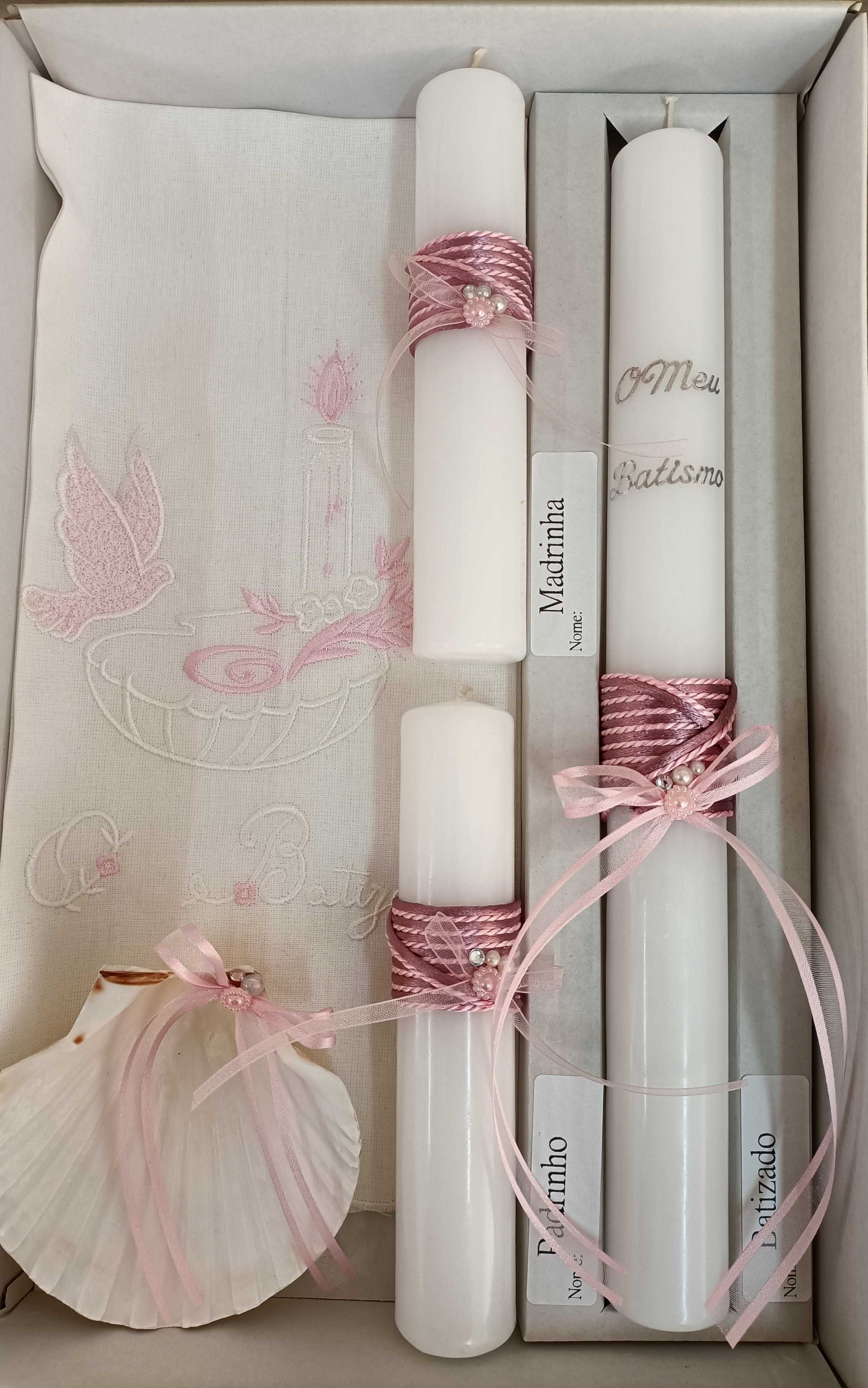 Conjunto de Batismo com velas para Padrinhos