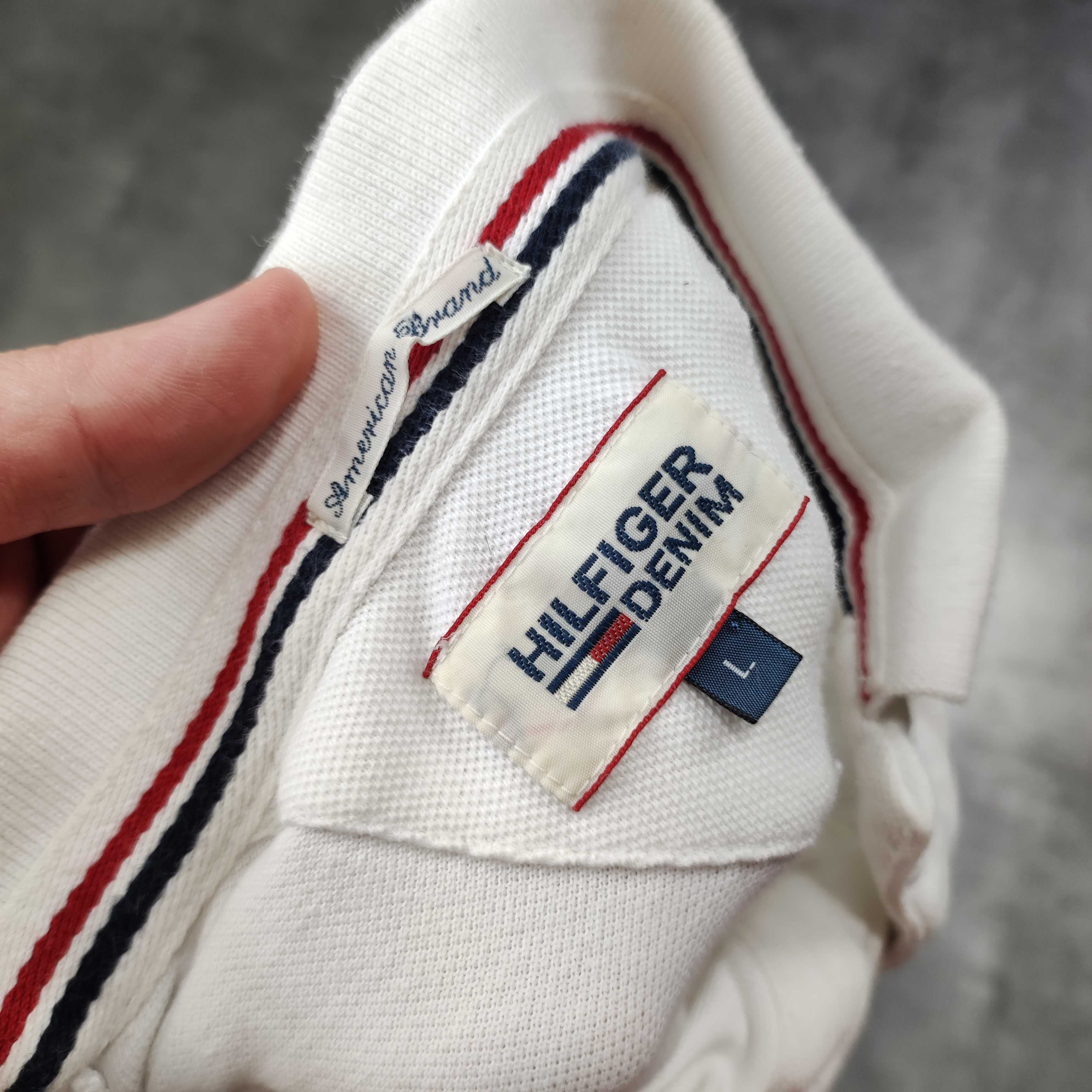 MĘSKA Koszulka Polo PREMIUM Biała Bawełna Tommy Hilfiger Denim Haft
