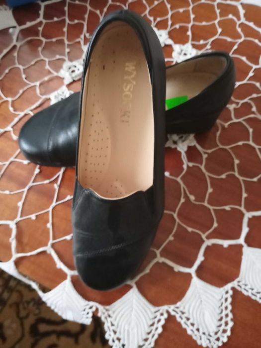 Skórzane półbuty na koturnie - prod. Wysocki