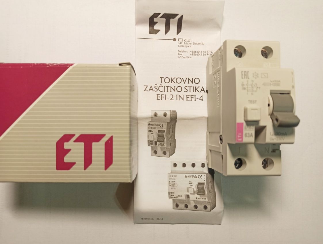 ДИФ  ETI EF16-2 (6kA) 
63A/30mA  тип AC