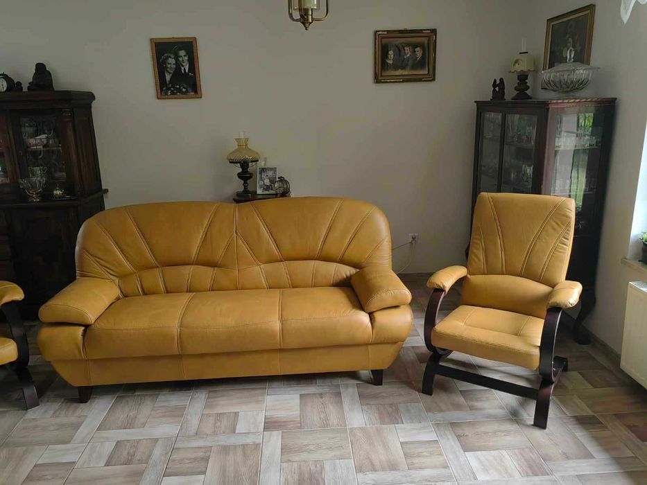 Kpl kanapa Porto z Finką ze skóry naturalnej  dostępne od ręki