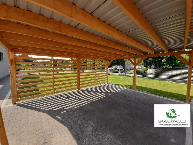 wiata carport2 płaski dach ażur montaż