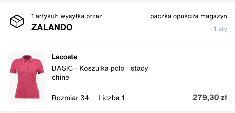 Oryginalna koszulka polo Lacoste różowa fuksja slim fit XS 34