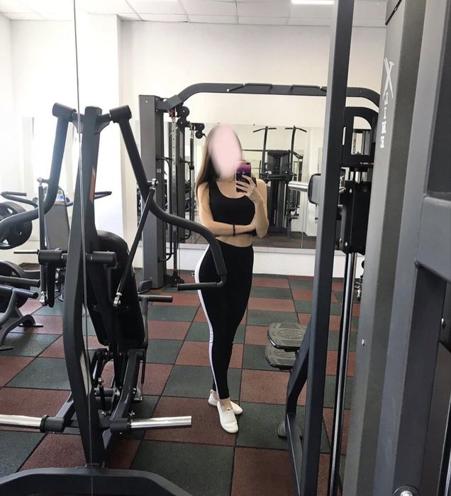 Костюм для фітнесу жіночий чорний - топ і лосини XS-S