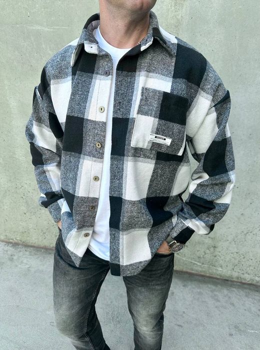 ‼️Чоловіча байкова сорочка в клітинку. Р.46-48, 50-52, 54-56