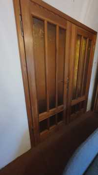 Drzwi podwójne przeszklone drewniane