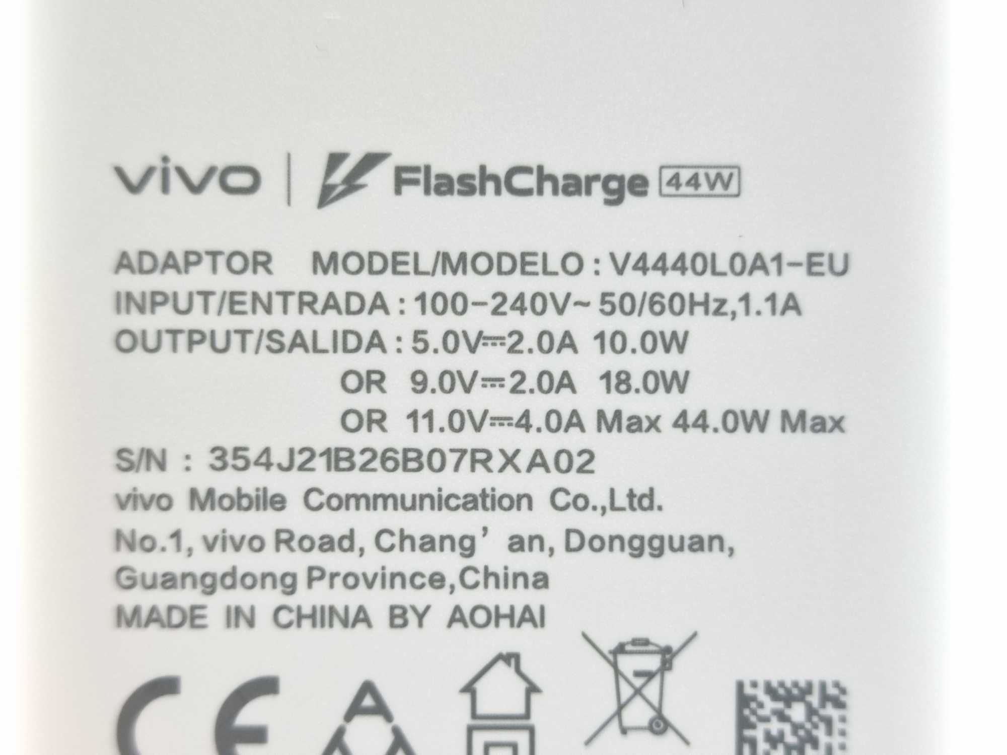 Vivo FlashCharge | MOC 44W | Oryginalna Powystawowa Ładowarka/Adapter