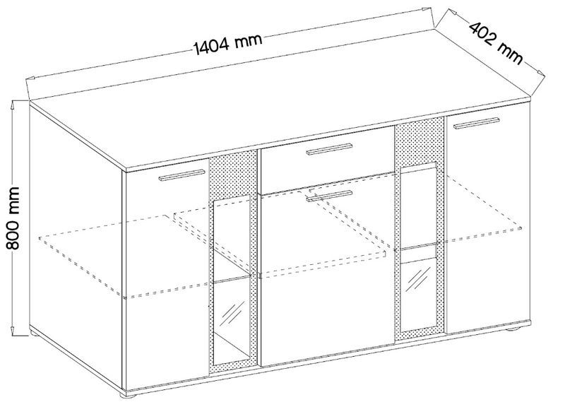 KOMODA SALI 140 cm do salonu pokoju meble witryna OŚWIETLENIE LED