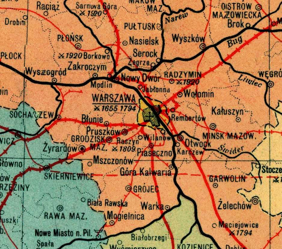 Polska II Rzeczpospolita Litwa Prusy Wsch. mapa 1939 r. 45x32 cm kopia