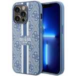 Etui Guess 4G Printed Stripes MagSafe na iPhone 14 Pro - niebieskie