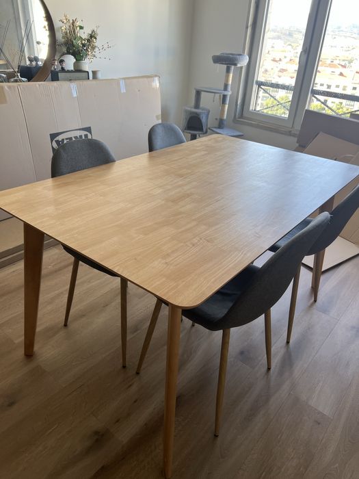 Mesa de Betula com 4 cadeiras