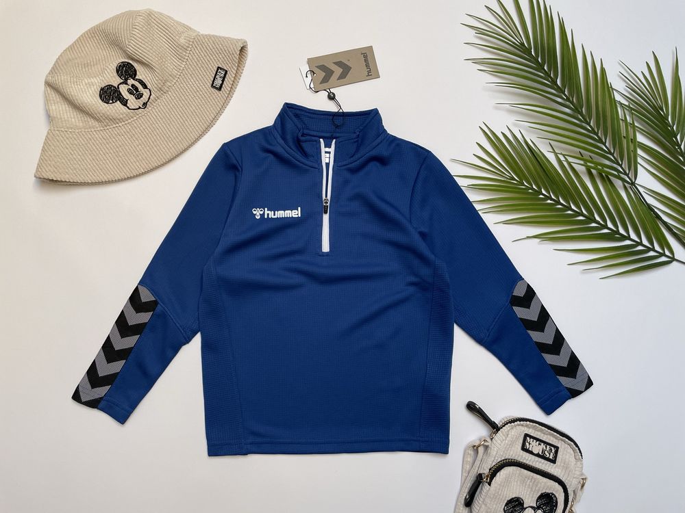 116 Hummel niebieska bluza sportowa piłkarska zamek cienka treningowa