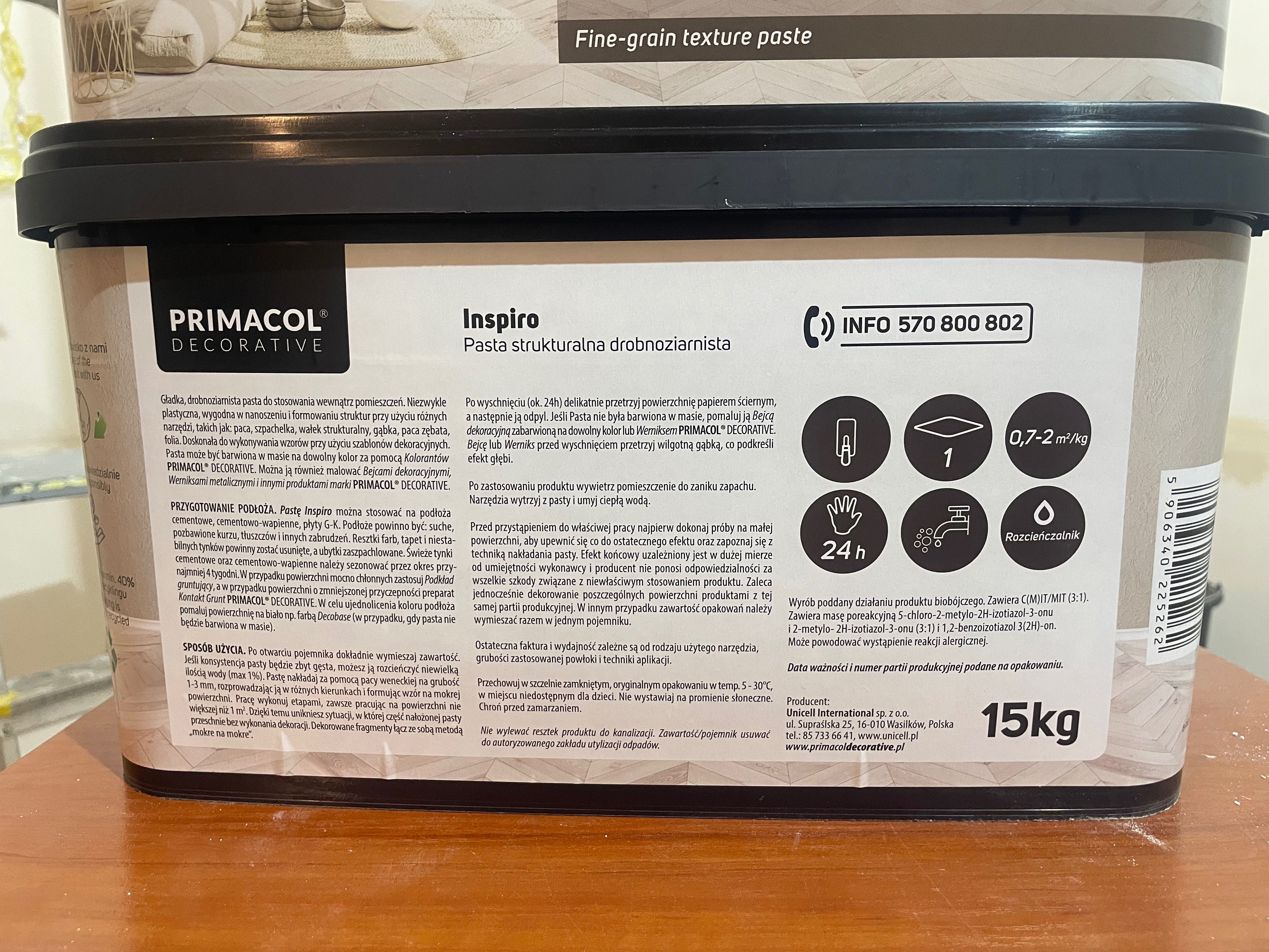 Pasta farba strukturalna INSPIRO PRIMACOL 15 KG (nowa)