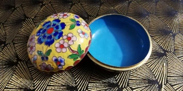 Caixa Cloisonné com 7,5cm diâmetro