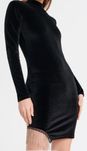 Sukienka czarna mini welur cyrkonie frędzle gołe plecy r44 XXL XL