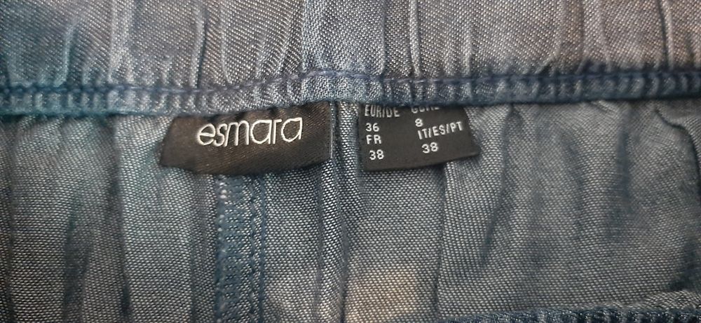 Calcas tecido a imitar ganga azuis