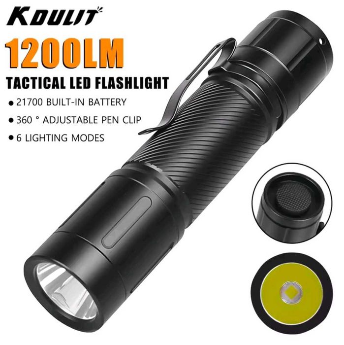 Тактичний потужний ліхтарик акамуляторний KDULIT 1200 лм. 21700-4000ма
