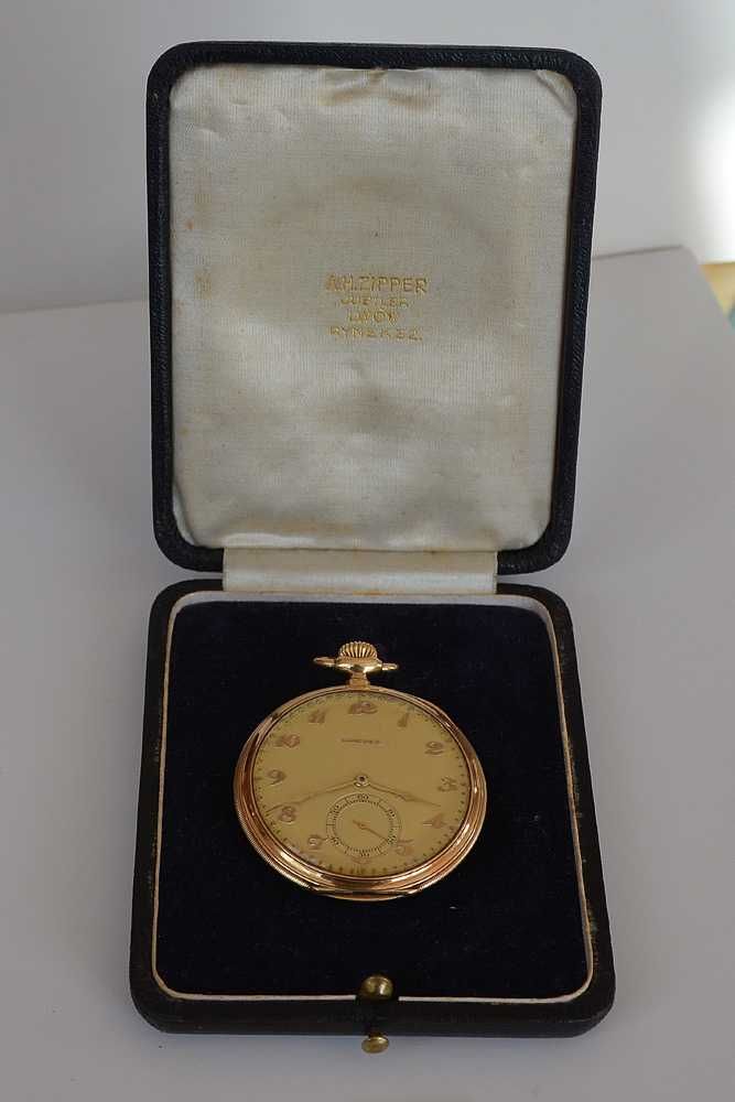 Longines. Złoty zegarek kieszonkowy. Lwów.