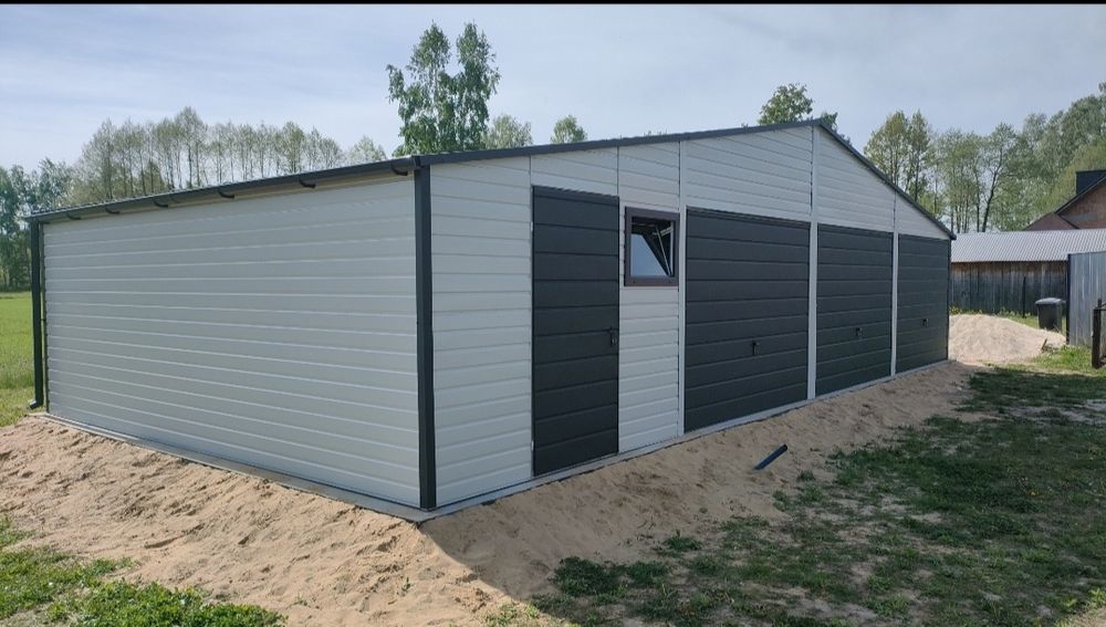 Garaż 12x6m, drewnopodobny, nowoczesny, profil zamknięty ocynkowany.