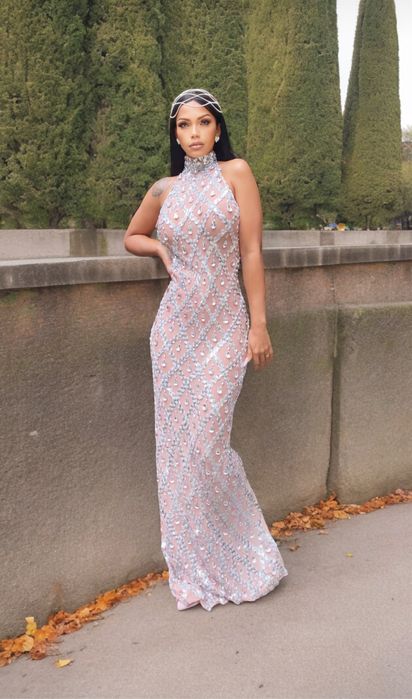 Vestido Longo de Festa com Pedrarias