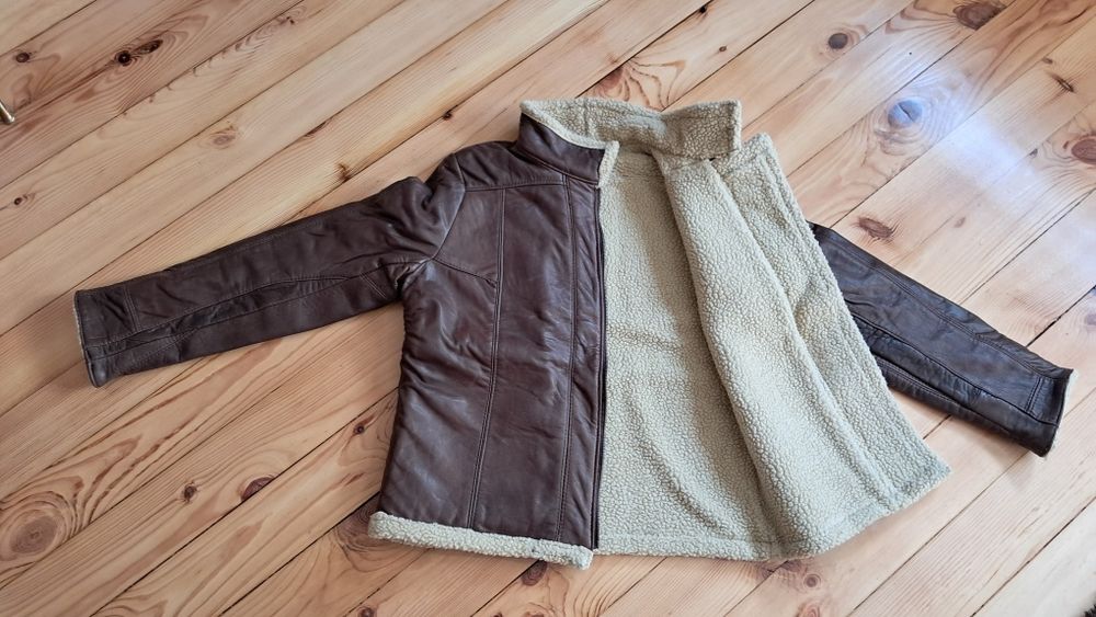 Super kurtka skóra naturalna pilotka ocieplana r 36/38