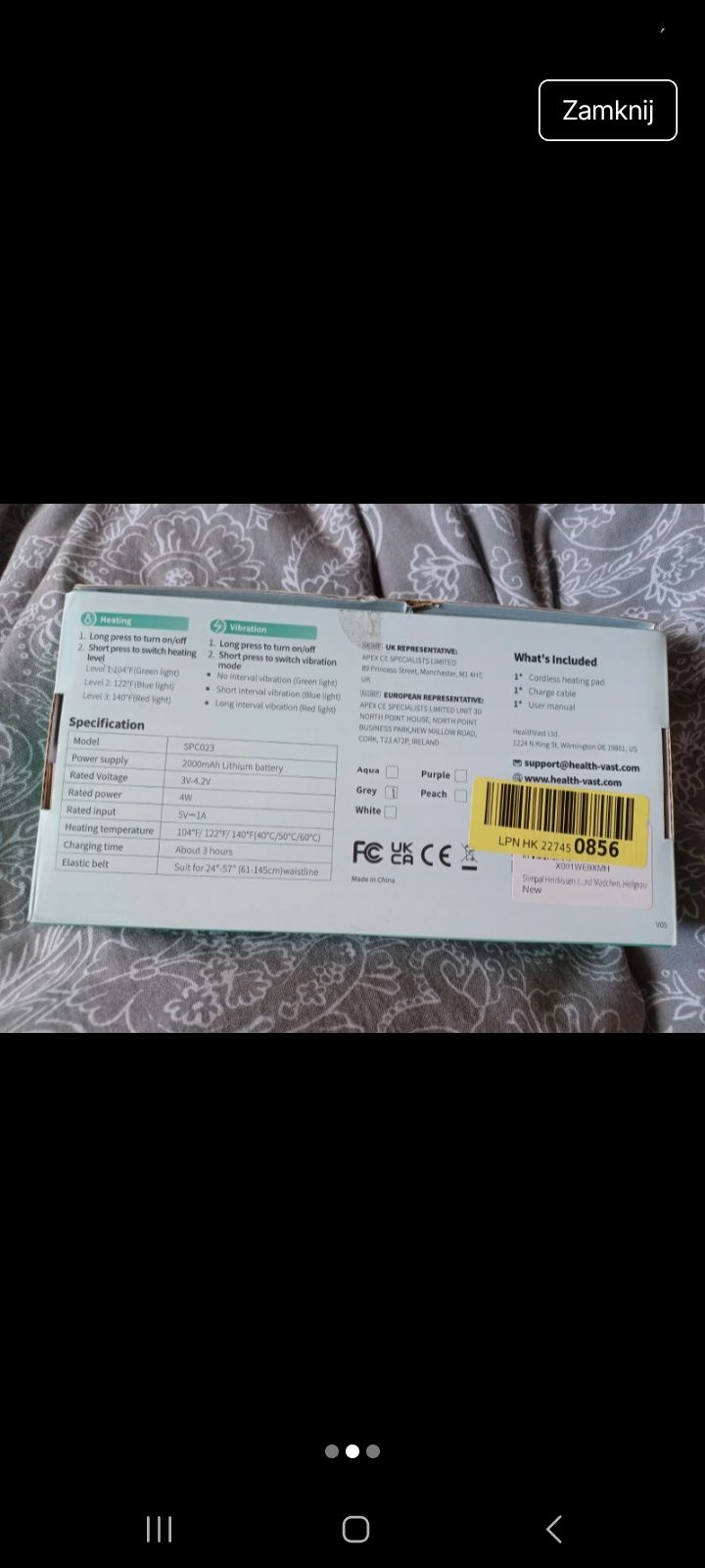 Pas grzewczy na bóle menstruacyjne