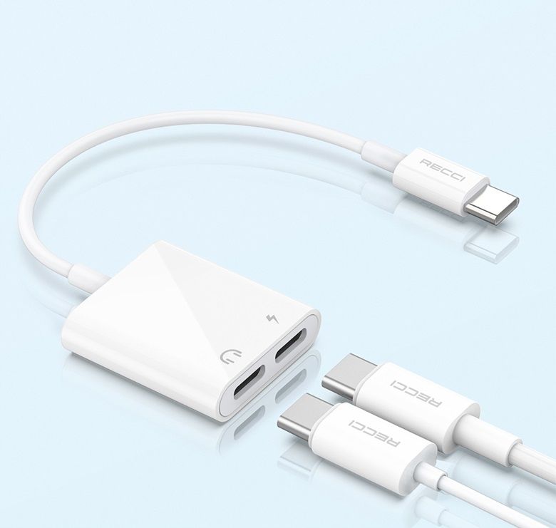 Przejściówka Adapter Usb-C 2X Usb C Do Słuchawek Recci