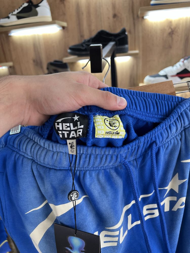 Шорти HELLSTAR Classic Logo Blue/Beige Faded Syna Corteiz