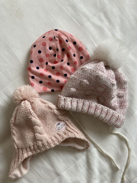 3 czapeczki dla dziewczynki 12-24 m-cy, 74-80