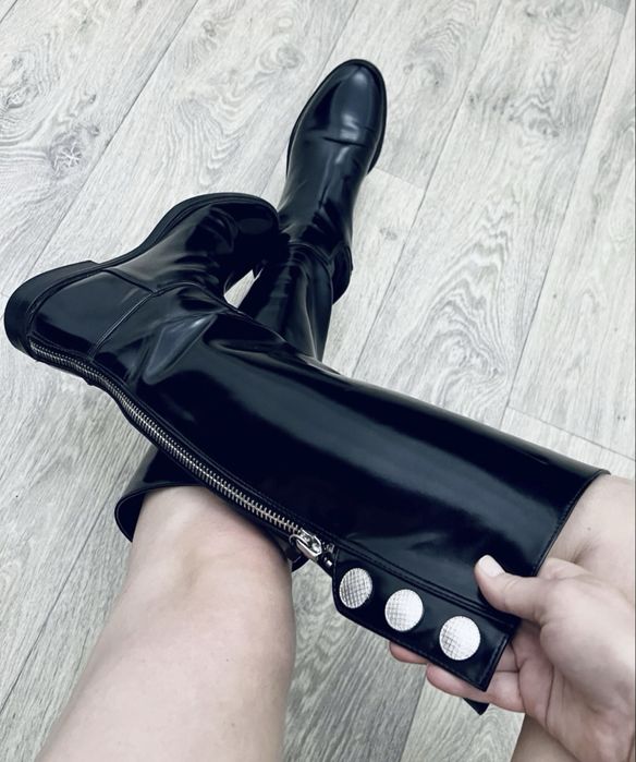 Кожаные сапоги кожа натур Zara  рр 36
