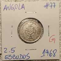 Angola - moeda de 2,5 escudos de 1968 (G)
