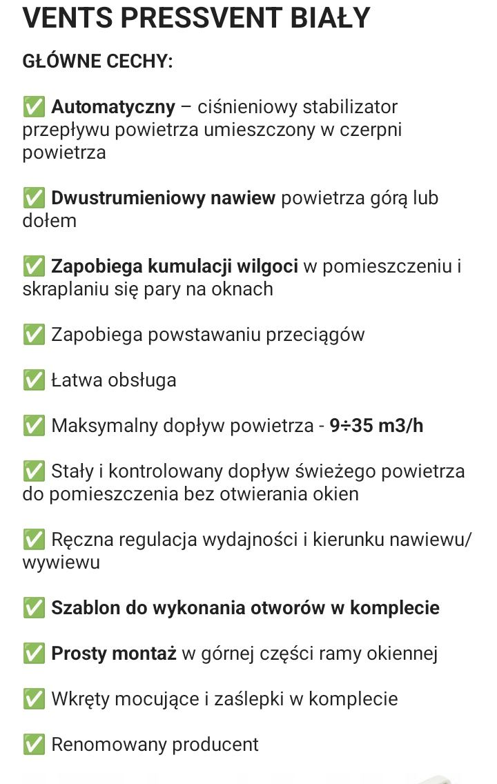 Nawiewnik okienny Vents  5 sztuk Nowe