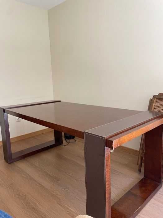 Mesa Escritório Madeira e Cabedal