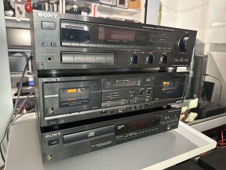 Zestaw audio Sony deck tc-w370, cd cdp-291 , amplituner str-av570