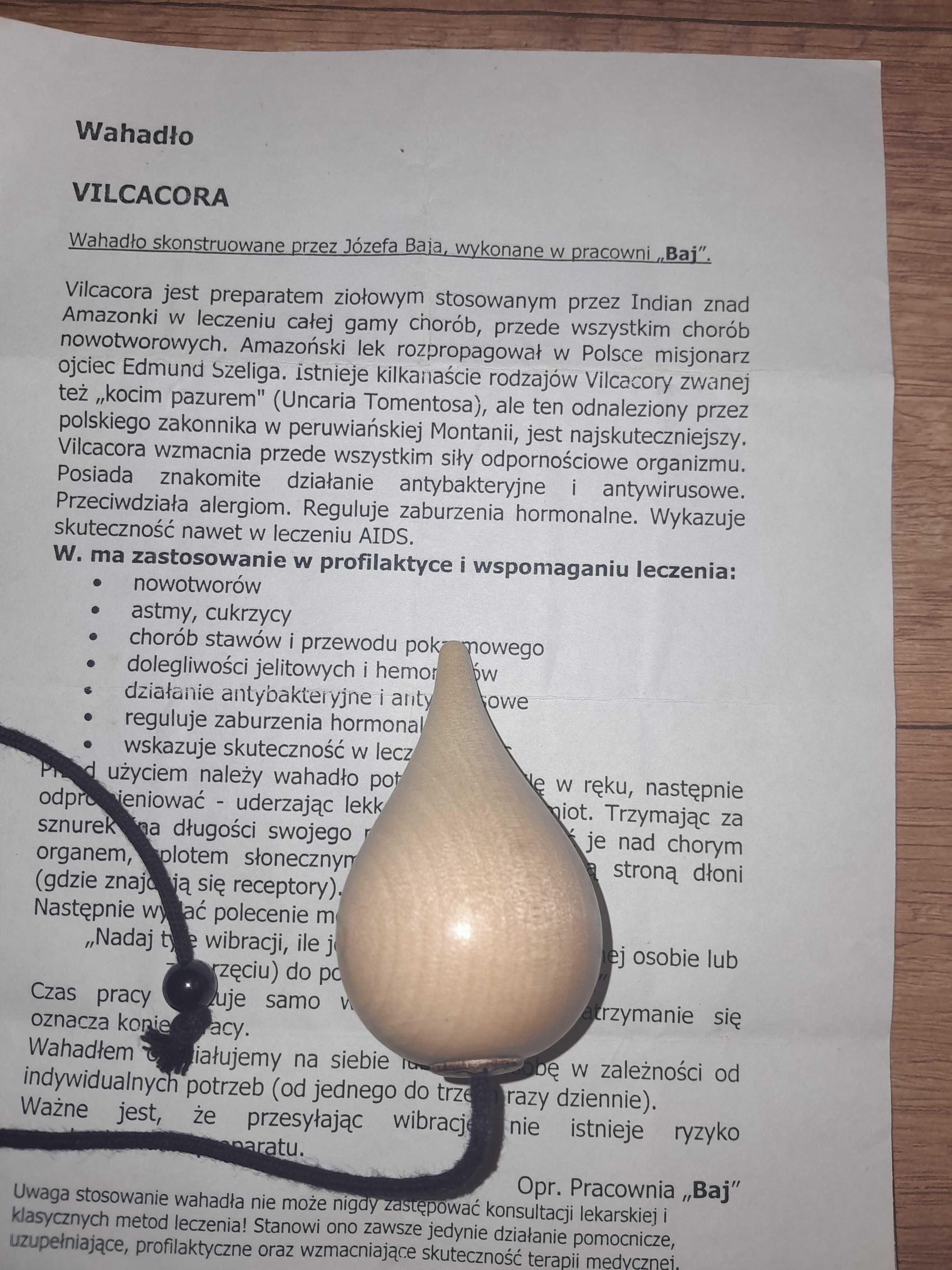 Wahadło wahadełko Vilcacora koci pazur rak astma hormony bakterie