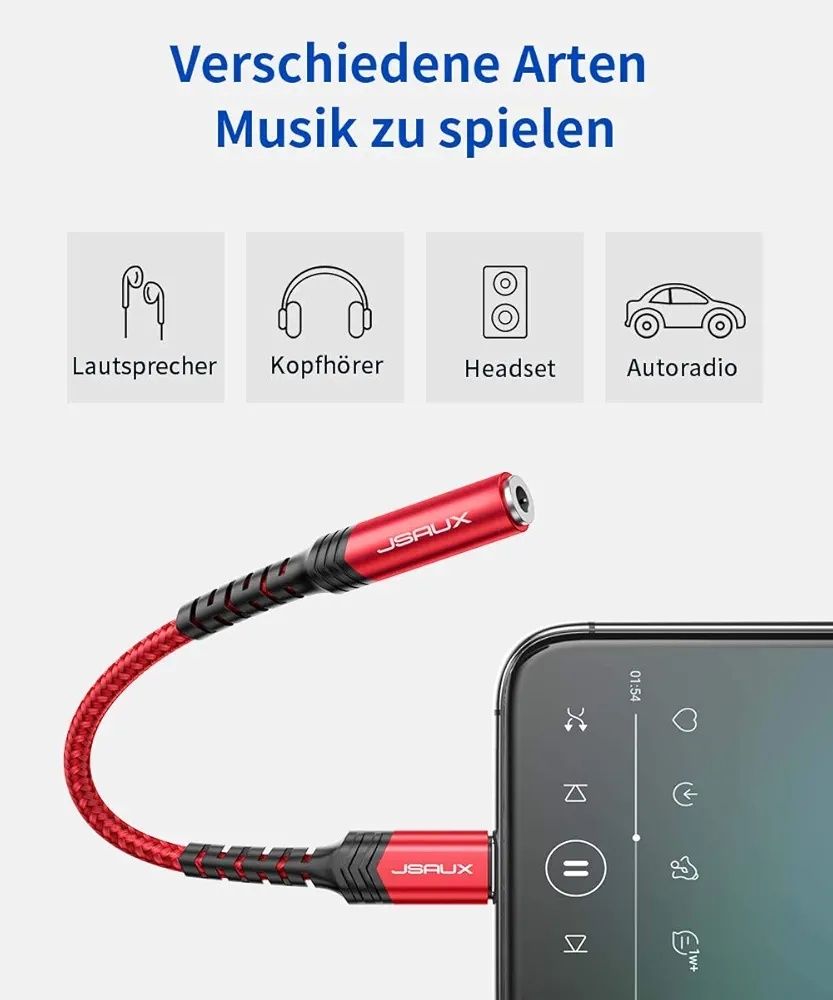 JSAUX Adapter Lightning na 3,5 mm do słuchawek itd