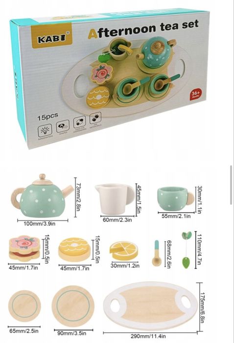 Деревʼяний дитячий чайний набір/сервіз дитячий посуд для кухні