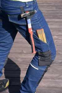 Spodnie robocze męskie jeans niebieskie elastyczne