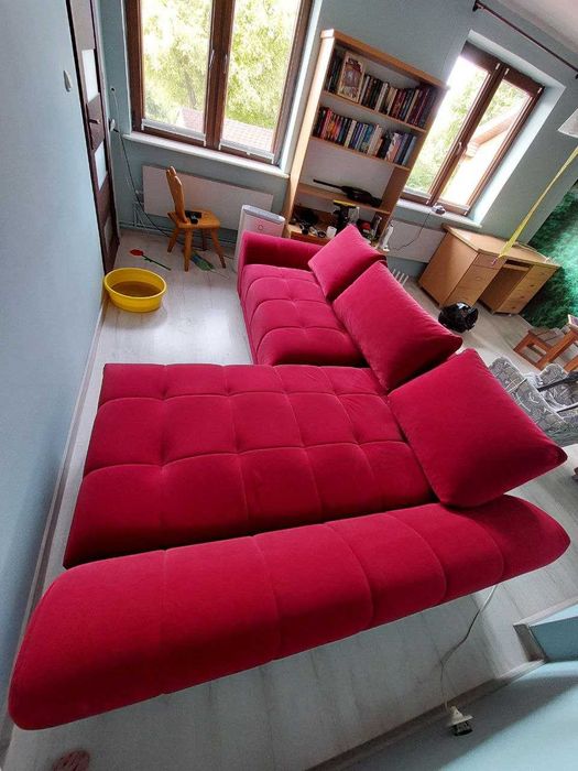 Kanapa narożna rozkładana z pojemnikiem na pościel, stan idealny