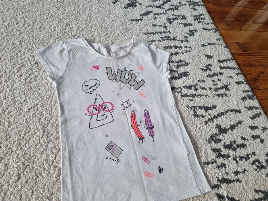 Biała koszulka T-shirt 158 CoolClub bluzka