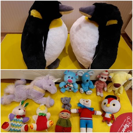 Мягкі іграшки пінгвін 42см, единорог, sock monkey, freia мішка, Сид