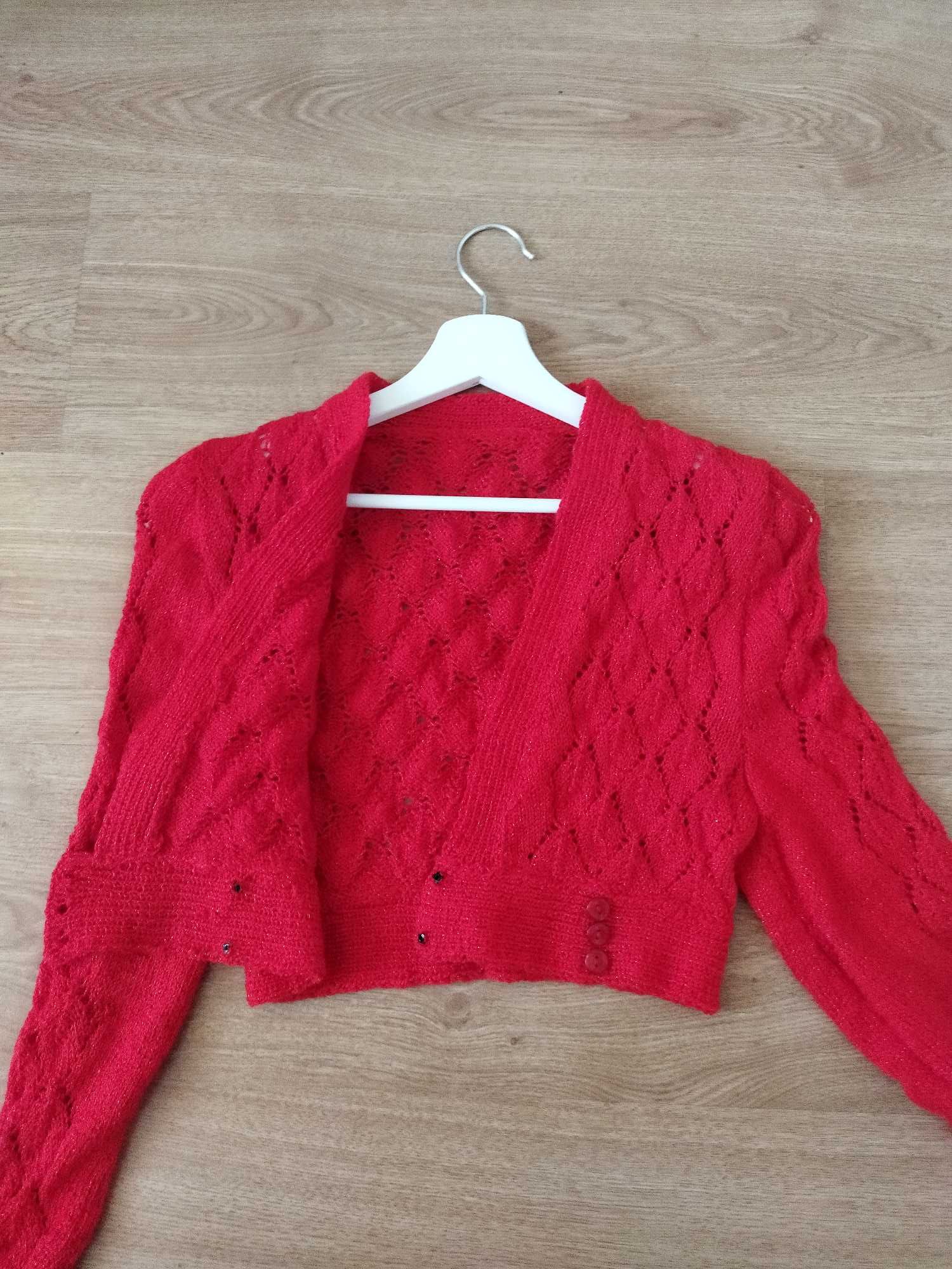 Sweter Made in hand r.S. kol. czerwony
